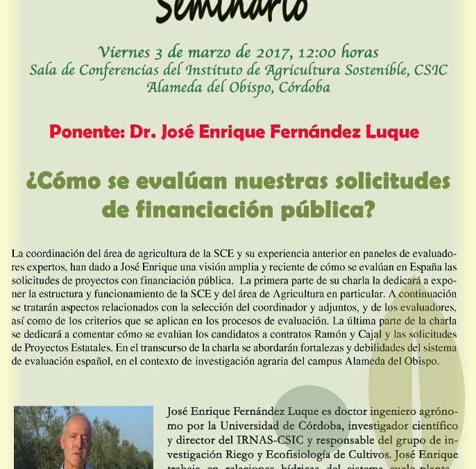 Seminario: ¿Cómo se evalúan nuestras solicitudes de financiación pública?