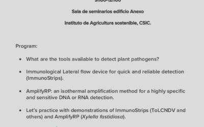 Seminario: «Plant pathogen detection tools: from the lab to the field» el 2 de mayo a las 9.00h