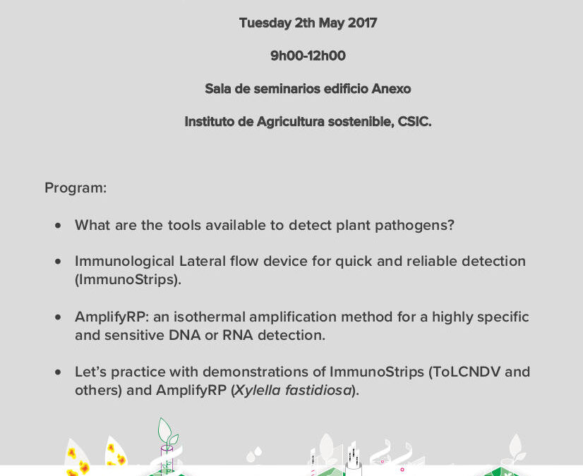 Seminario: «Plant pathogen detection tools: from the lab to the field» el 2 de mayo a las 9.00h