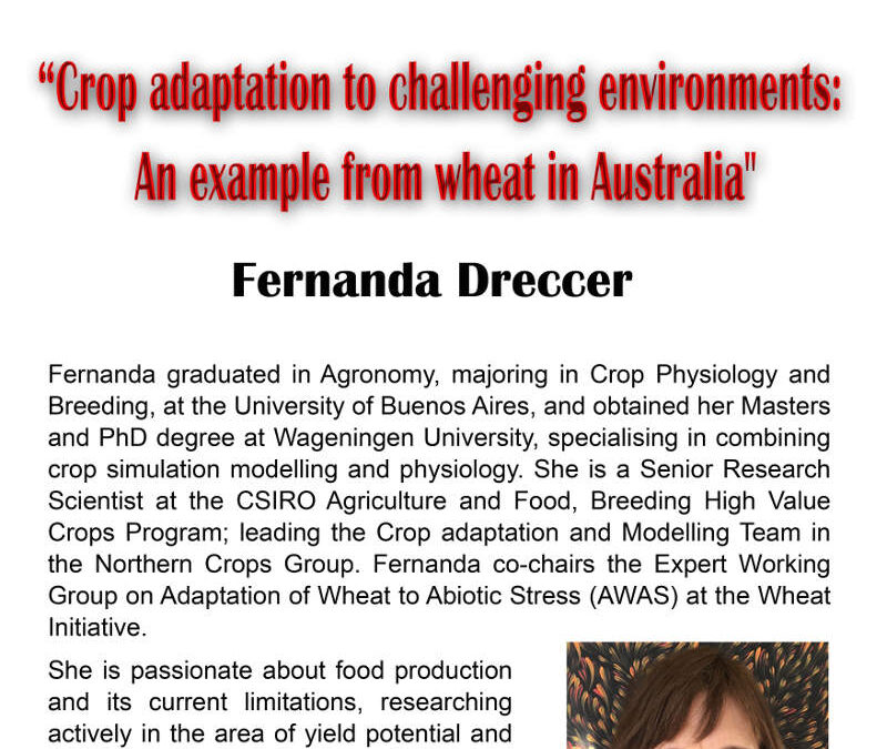 Seminario semanal: «Crop adaptation to challenging environments: An example from wheat in Australia»