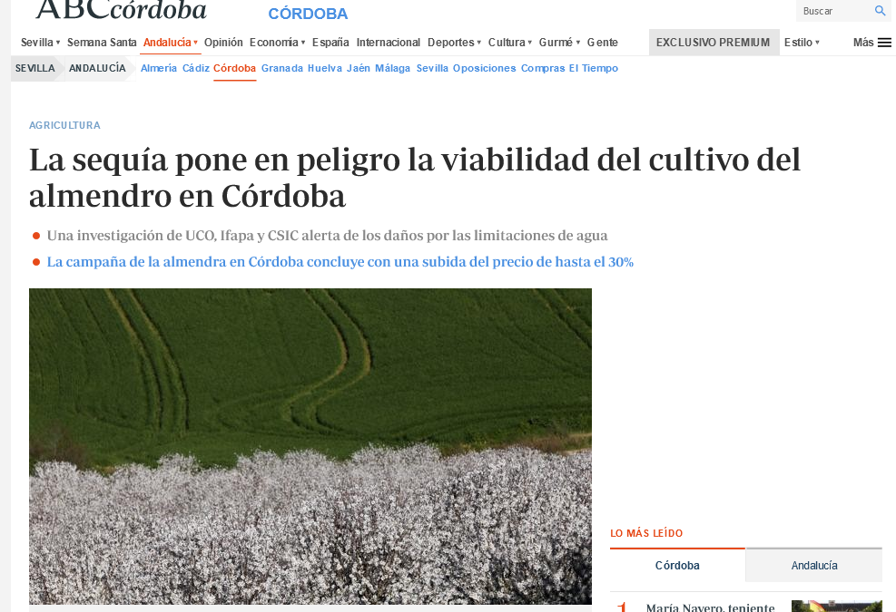 La sequía pone en peligro la viabilidad del cultivo del almendro en Córdoba – Elías Fereres