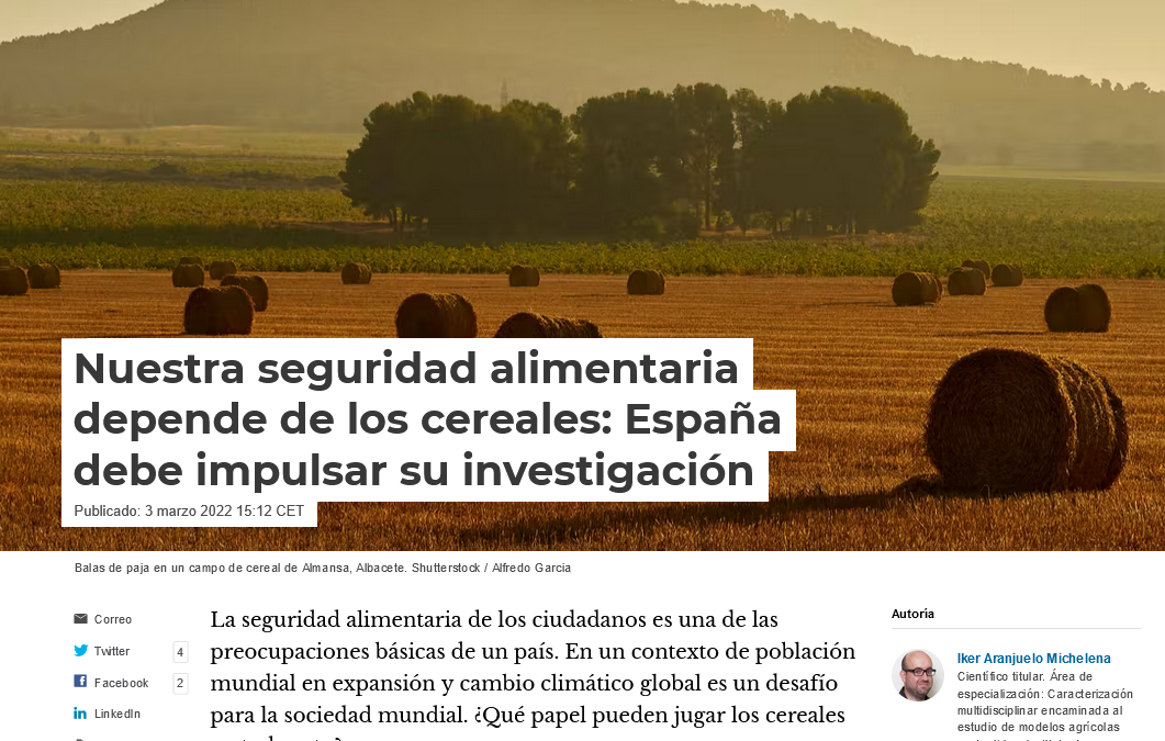 Nuestra seguridad alimentaria depende de los cereales: España debe impulsar su investigación – Elena Prats