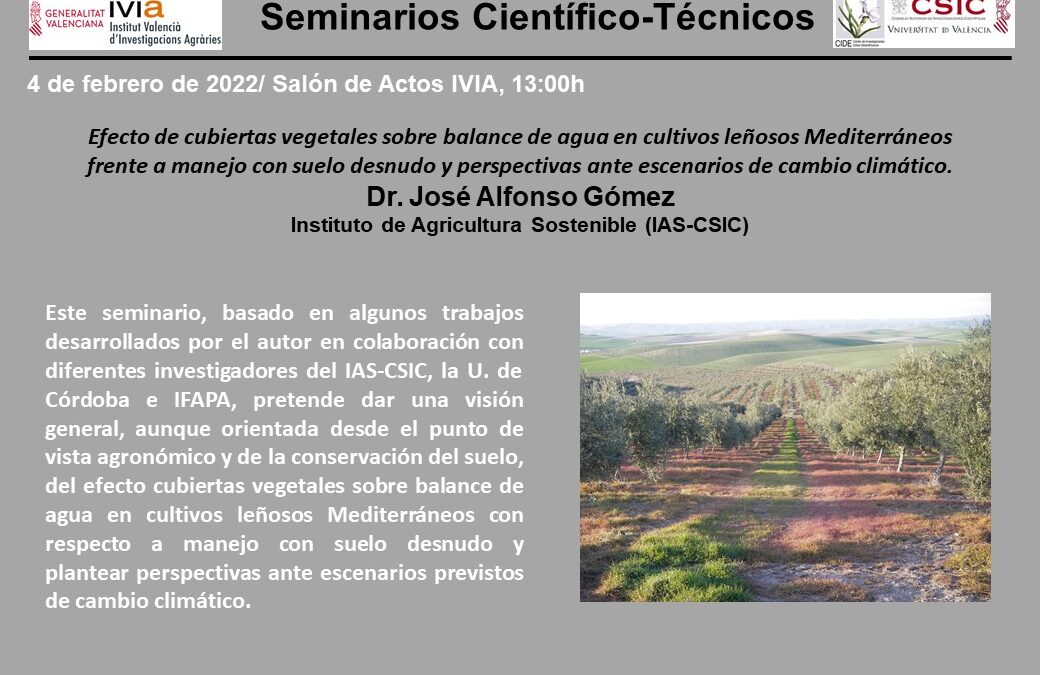 Efecto de cubiertas vegetales sobre balance de agua en cultivos leñosos Mediterráneos frente a manejo con suelo desnudo y perspectivas ante escenarios de cambio climático