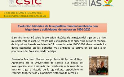 Ciclo de Seminarios IAS – «Evolución histórica de la superficie mundial sembrada con trigo duro y actividades de mejora en 1800-2020»