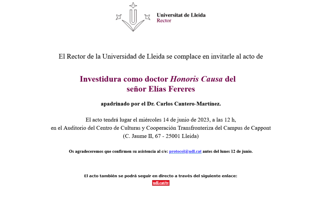 Acto de Investidura como doctor Honoris Causa – Elías Fereres