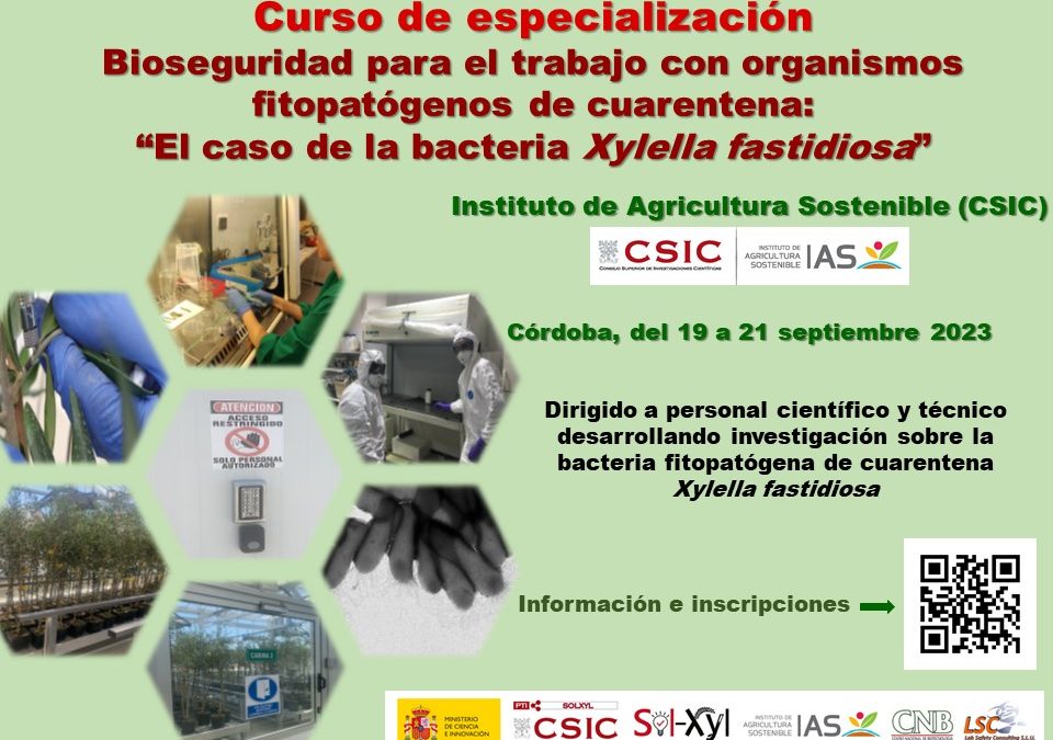 Curso de Especialización: Bioseguridad para el Trabajo con Organismos Fitopatógenos de Cuarentena: el caso de la bacteria Xylella fastidiosa