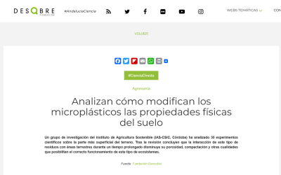 Analizan cómo modifican los microplásticos las propiedades físicas del suelo