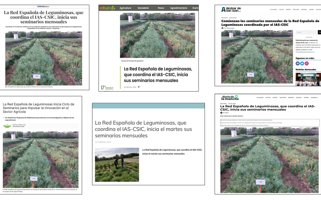 Seguimiento de la noticia: La Red Española de Leguminosas, que coordina el IAS-CSIC, inicia sus seminarios mensuales