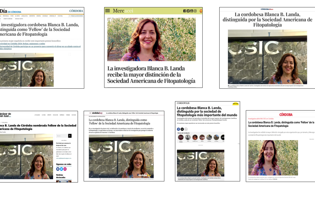 Seguimiento de la noticia: La cordobesa Blanca B. Landa, distinguida como Fellow de la Sociedad Americana de Fitopatología