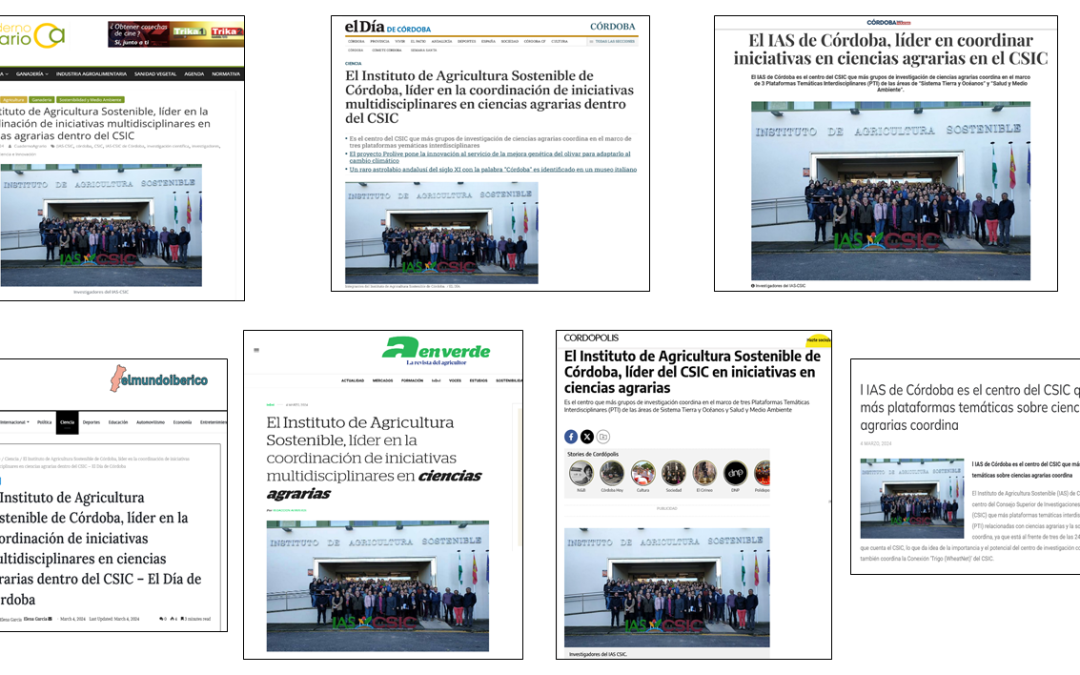 Seguimiento de la noticia: El Instituto de Agricultura Sostenible, líder en la coordinación de iniciativas multidisciplinares en ciencias agrarias dentro del CSIC