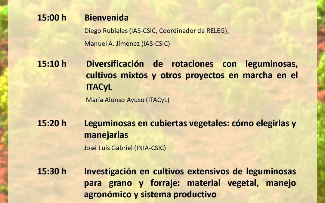 II Webinario RELEG “Trabajos en Agronomía de Leguminosas y Sistemas de cultivo diversificados”