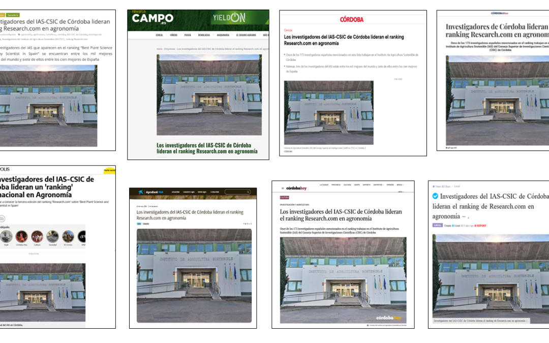 Seguimiento de la noticia: Los investigadores del IAS-CSIC de Córdoba lideran el ranking Research.com en agronomía