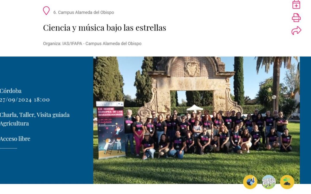 Noche Europea de l@s Investigador@s 2024, Córdoba – Ciencia y Música bajo las estrellas