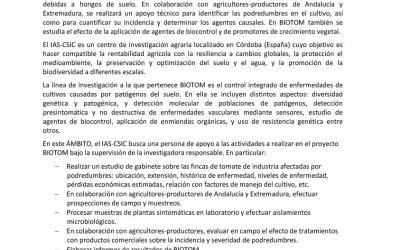 Oferta de Contrato Proyecto BIOTOM en el IAS-CSIC
