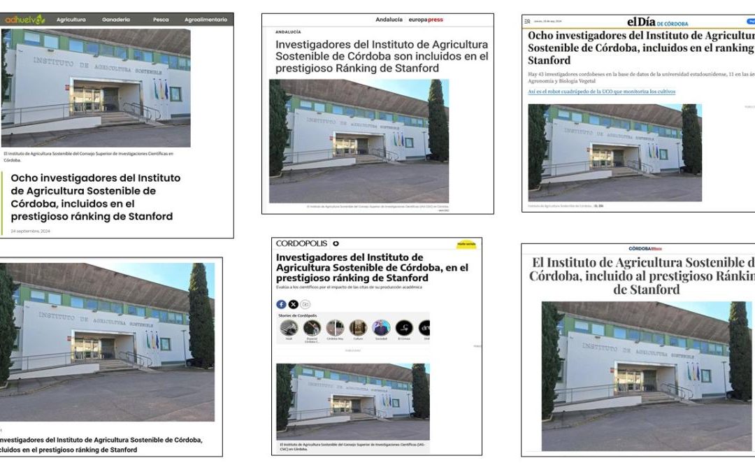 Seguimiento Noticia: 8 investigadores del Instituto de Agricultura Sostenible de Córdoba, incluidos en el prestigioso ránking de Stanford