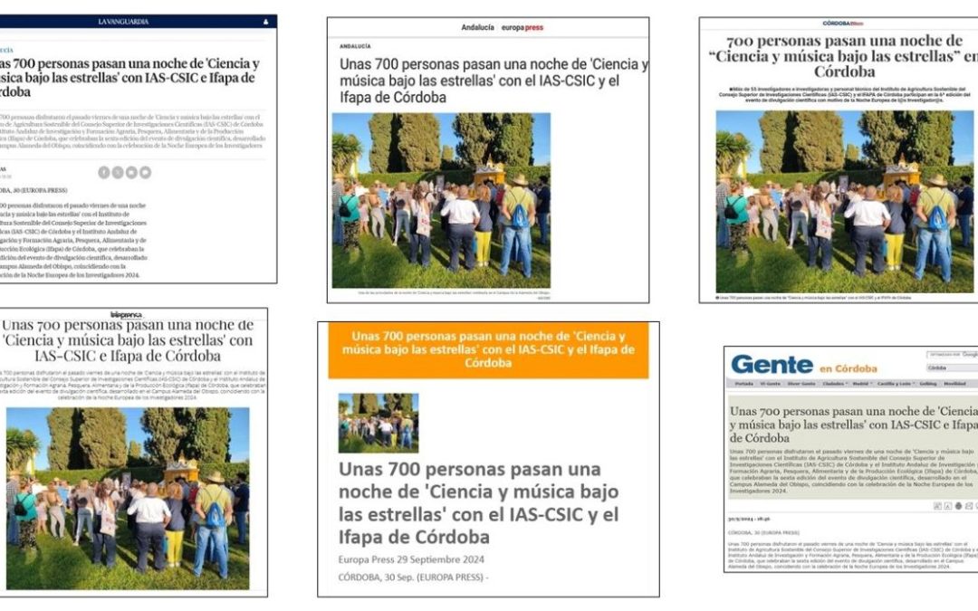 Seguimiento Noticia: Unas 700 personas pasan una noche de “Ciencia y música bajo las estrellas” con el IAS-CSIC y el IFAPA de Córdoba