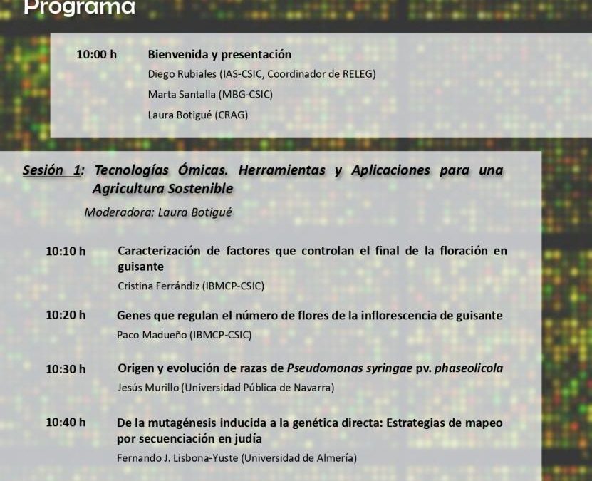 Webinario RELEG “Aplicación de tecnologías Ómicas para ayudar a los Programas de conservación y Mejora vegetal”
