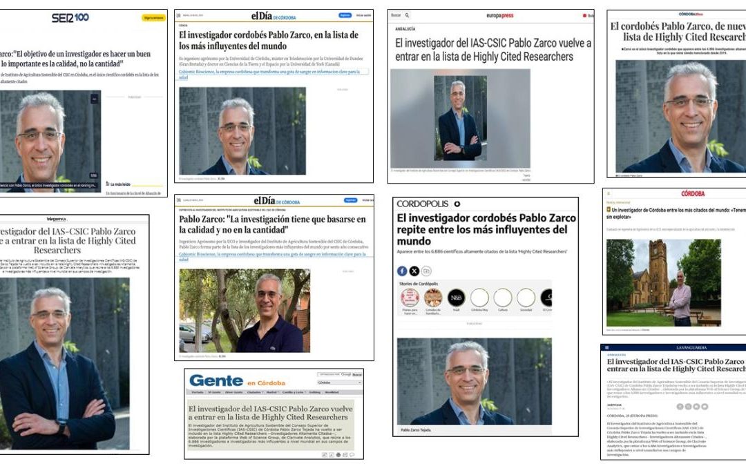Seguimiento Noticia: El investigador del IAS-CSIC Pablo Zarco vuelve a entrar en la lista de Highly Cited Researchers