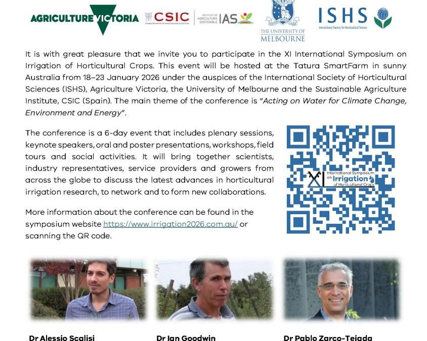 XI International Symposium on Irrigation of Horticultural Crops