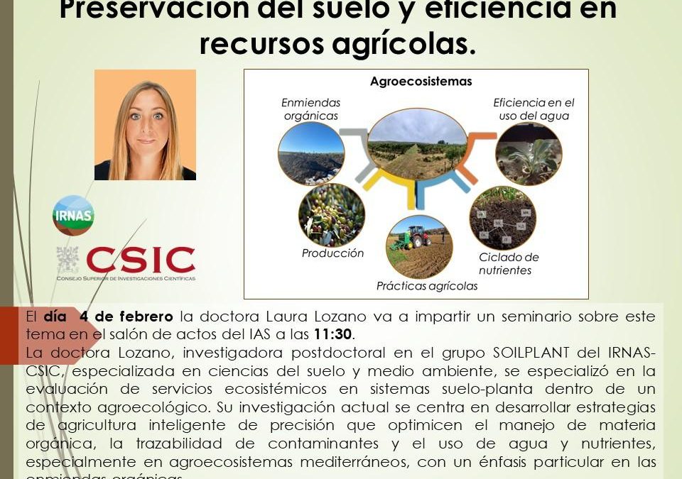 Ciclo de Seminarios IAS –  Preservación del suelo y eficiencia en recursos agrícolas
