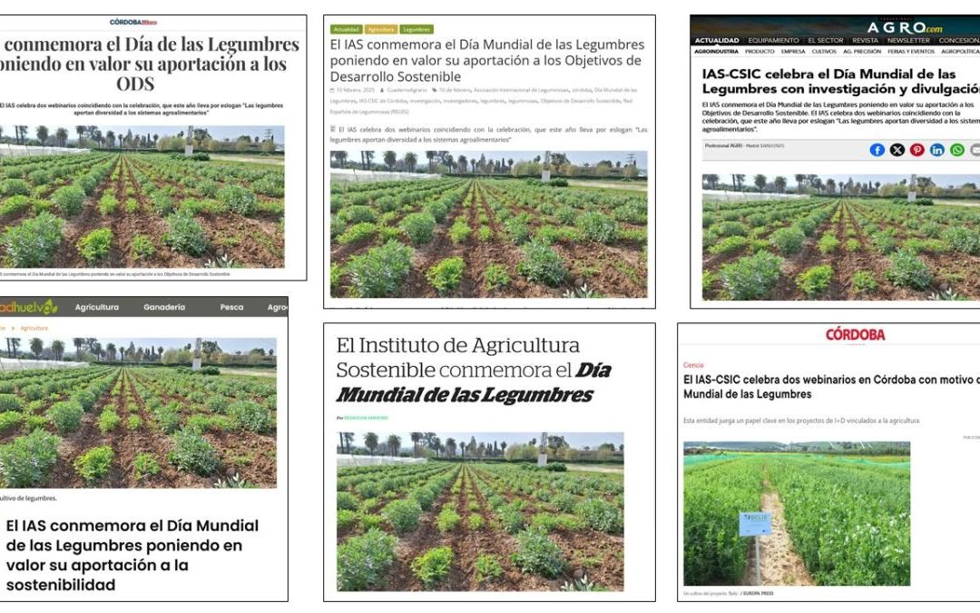 Seguimiento Noticia: El IAS conmemora el Día Mundial de las Legumbres poniendo en valor su aportación a los Objetivos de Desarrollo Sostenible