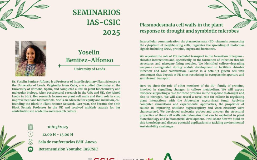 Ciclo de Seminarios IAS – Plasmodesmata cell walls in the plant response to drought and symbiotic microbes