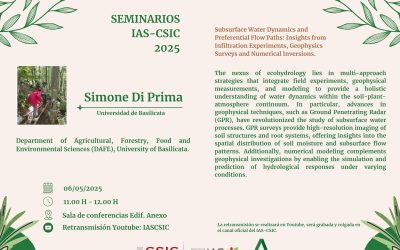 Ciclo de Seminarios IAS – Subsurface Water Dynamics and Preferential Flow Paths: Insights from Infiltration Experiments, Geophysics Surveys and Numerical Inversions