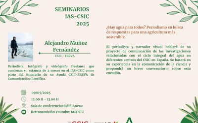 Ciclo de Seminarios IAS – ¿Hay agua para todos? Periodismo en busca de respuestas para una agricultura más sostenible