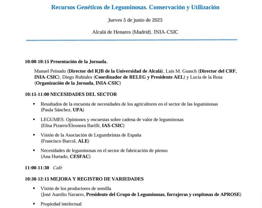 Jornada Técnica Jornada Técnica: Recursos Genéticos de Leguminosas: Conservación y Utilización