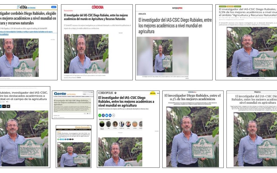 Seguimiento Noticia: El investigador del IAS-CSIC Diego Rubiales, entre el 0,5% de los mejores académicos a nivel mundial en el ámbito “Agricultura y Recursos Naturales”
