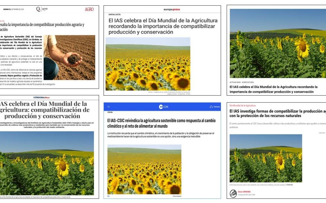 Seguimiento Noticia: El IAS celebra el Día Mundial de la Agricultura recordando la importancia de compatibilizar producción y conservación
