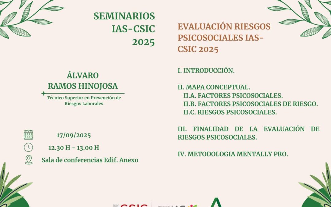 Ciclo de Seminarios IAS – Seminario informativo: Evaluación de Riesgos Psicosociales IAS-CSIC 2025