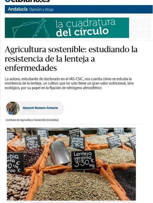 Agricultura sostenible: estudiando la resistencia de la lenteja a enfermedades – Nazaret Romero