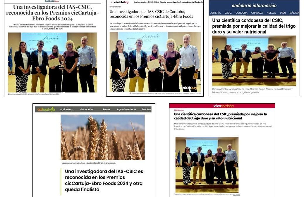Seguimiento Noticia: Una investigadora del IAS-CSIC, reconocida en los Premios cicCartuja-Ebro Foods 2024