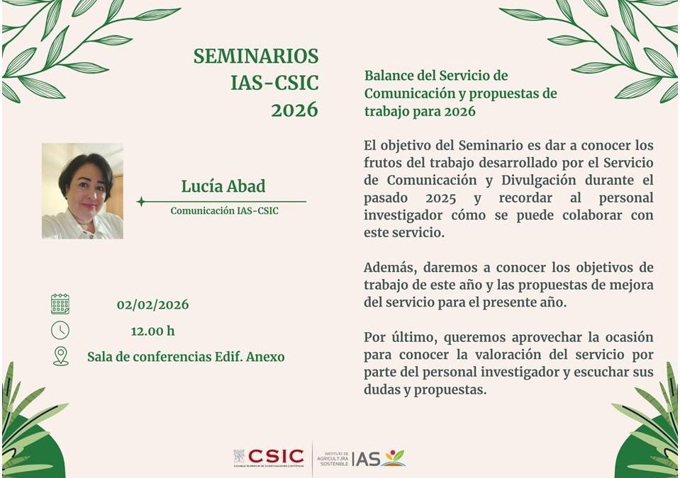 Ciclo de Seminarios IAS –  Balance del Servicio de Comunicación y propuestas de trabajo para 2026