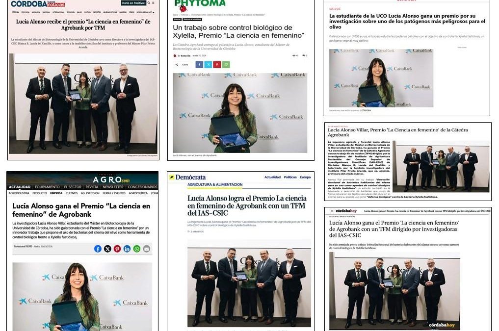 Seguimiento noticia: Lucía Alonso gana el Premio “La ciencia en femenino” de Agrobank con un TFM dirigido por investigadoras del IAS-CSIC