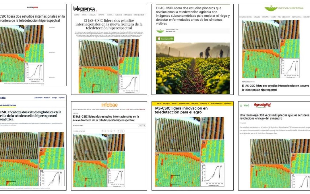 Seguimiento noticia: El IAS-CSIC lidera dos estudios internacionales en la nueva frontera de la teledetección hiperespectral