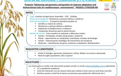 Oferta de Contrato Predoctoral (FPI) 4 años en el IAS-CSIC – CeResLab