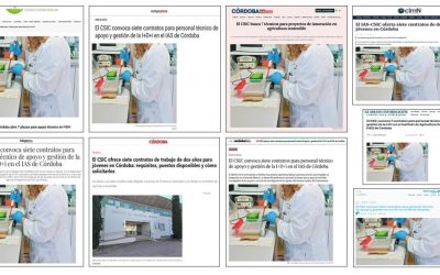 Seguimiento noticia: El CSIC convoca 7 contratos para personal técnico de apoyo y gestión de la I+D+i en el Instituto de Agricultura Sostenible (IAS) de Córdoba