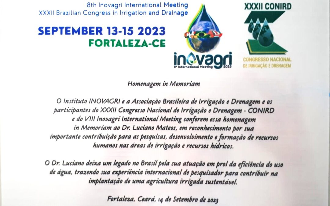 Homenaje a Luciano Mateos en Inovagri International Meeting